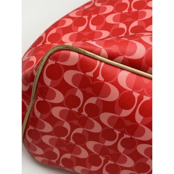Coach 25673 Authenticated Peyton Park Split Dream Coated Canvas Red Pink Tote - Picture 9 of 13